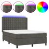 vidaXL Posteľ boxsping s matracom a LED tmavosiv&aacute; 140x200 cm zamat