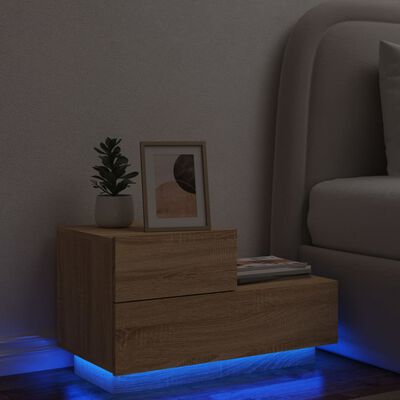 vidaXL Nočný stolík s LED svetlami dub sonoma 70x36x40,5 cm
