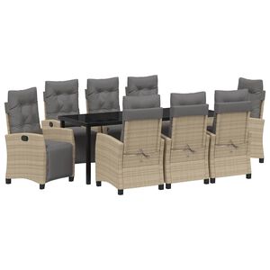 vidaXL Z&aacute;hradn&yacute; jed&aacute;lensk&yacute; set s vank&uacute;&scaron;om 9 pcs B&eacute;žov&aacute; polyratan
