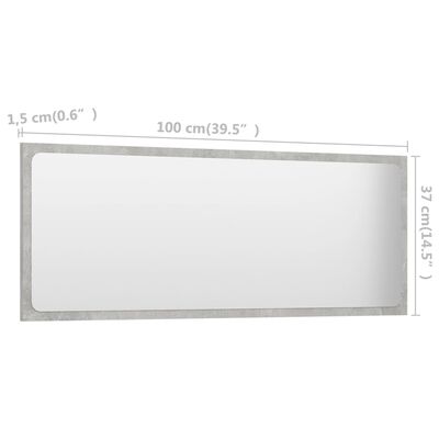 vidaXL Kúpeľňové zrkadlo, betónovo sivé 100x1,5x37cm, kompozitné drevo