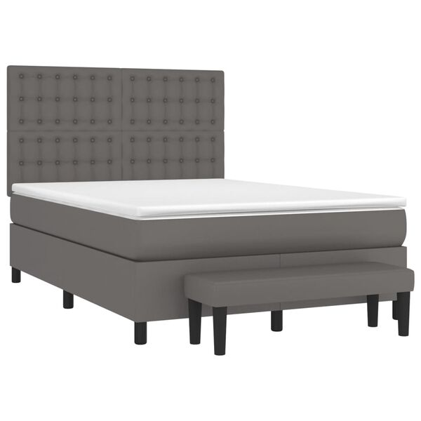 vidaXL Boxspring posteľ s matracom siv&aacute; 140x200 cm umel&aacute; koža