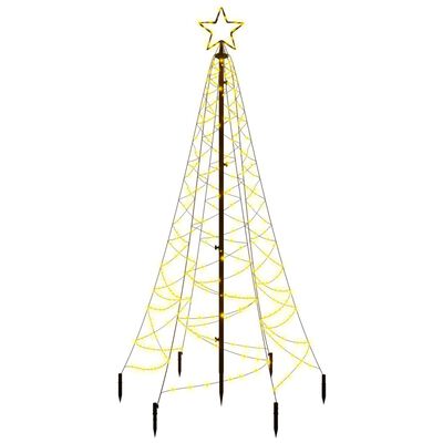 vidaXL Vianočný stromček s hrotom, 200 teplých bielych LED 180 cm