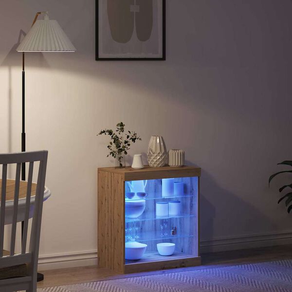 vidaXL LED komoda Remeseln&yacute; dub 60,5 x 37 x 67 cm Kompozitn&eacute; drevo