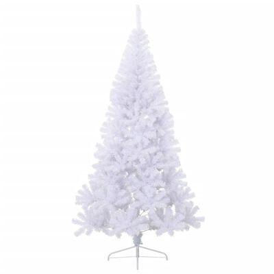 vidaXL Umelý polovičný vianočný stromček+stojan, biely 210 cm, PVC