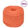 vidaXL Pracovn&eacute; lano oranžov&eacute; 16 mm 50 m polypropyl&eacute;n