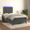 vidaXL Boxspring posteľ s matracom a LED, tmavosiv&aacute; 120x190 cm, zamat