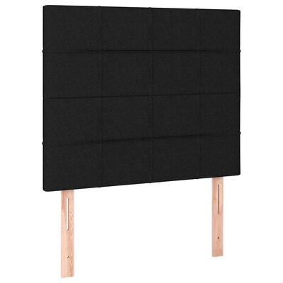 vidaXL Posteľ boxsping s matracom a LED čierna 90x200 cm látka