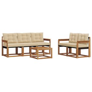 vidaXL Z&aacute;hradn&aacute; s&uacute;prava gaučov s vank&uacute;&scaron;om 6 pcs Pr&iacute;rodn&aacute; a b&eacute;žov&aacute;