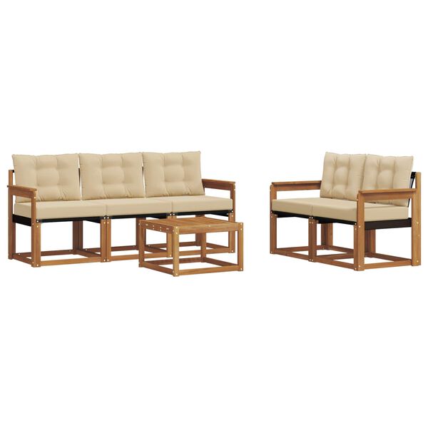 vidaXL Z&aacute;hradn&aacute; s&uacute;prava gaučov s vank&uacute;&scaron;om 6 pcs Pr&iacute;rodn&aacute; a b&eacute;žov&aacute;