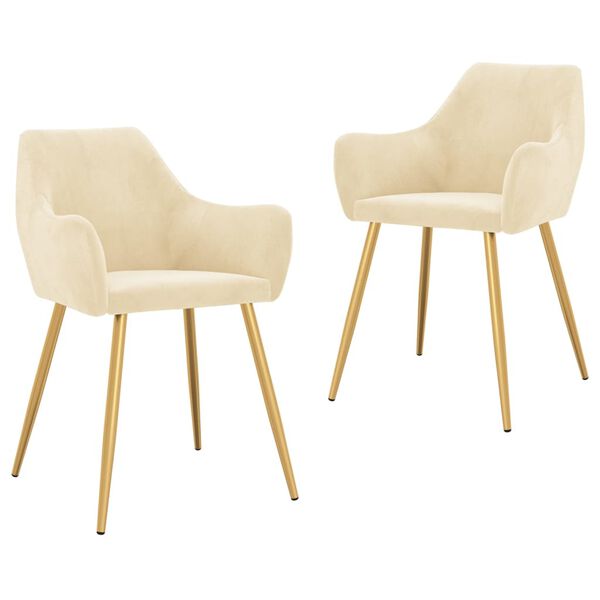 vidaXL Jed&aacute;lensk&eacute; stoličky 2 ks kr&eacute;mov&eacute; zamatov&eacute;