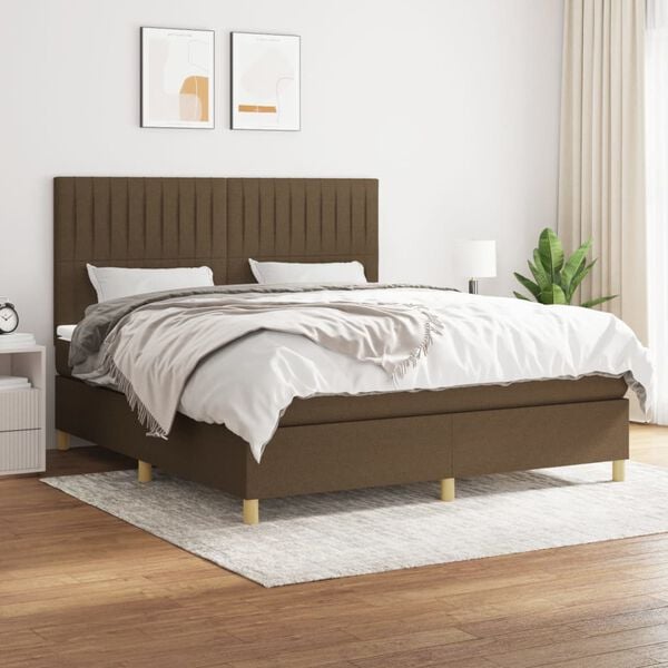 vidaXL Boxspring posteľ s matracom tmavohned&aacute; 160x200 cm l&aacute;tka