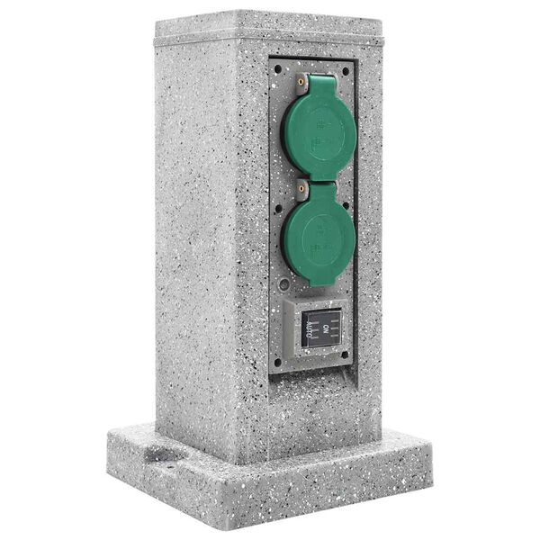 vidaXL Záhradná zásuvka so snímačom stmievania plastová stĺpová