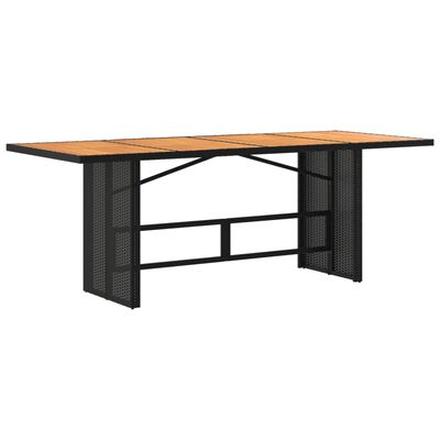 vidaXL Záhradný stôl s akáciovou doskou čierny 190x80x74 cm polyratan