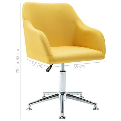 vidaXL Otočné jedálenské stoličky 2 ks, žlté, látka