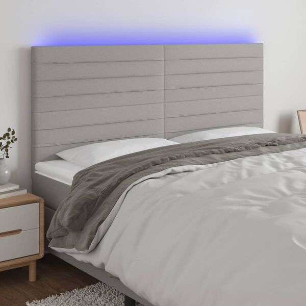 vidaXL Čelo postele s LED bledosiv&eacute; 200x5x118/128 cm l&aacute;tka