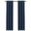 vidaXL Zatemňovacie závesy, ľanový vzhľad, krúžky 2ks, modré 140x225cm