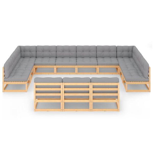 vidaXL 13-dielna záhradná sedacia súprava+podložky, borovicový masív