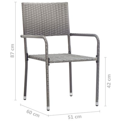 vidaXL Vonkajšie jedálenské stoličky 6 ks, polyratan, antracitové