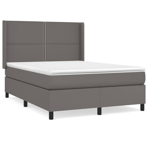 vidaXL Boxspring posteľ s matracom sivá 140x190 cm umelá koža