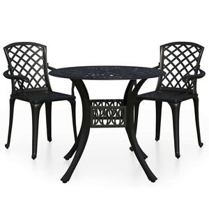 vidaXL 3-dielna bistro s&uacute;prava liaty hlin&iacute;k čierna