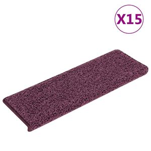 vidaXL Schodov&eacute; rohože 15 ks 65x21x4 cm tmavo fialov&eacute; s obdĺžnikov&yacute;m okrajom