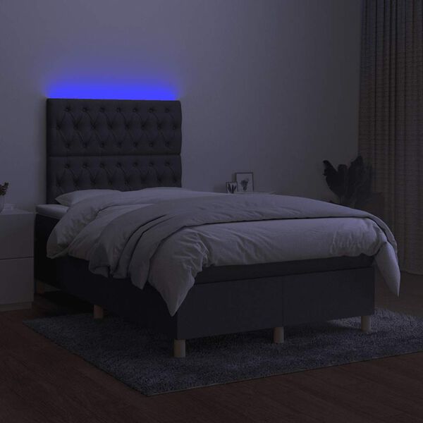vidaXL Boxspring posteľ s matracom a LED, tmavosiv&aacute; 120x190 cm, l&aacute;tka