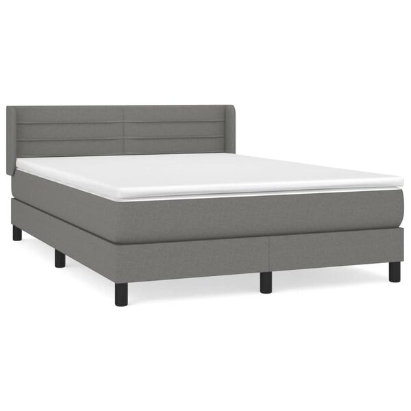 vidaXL Boxspring posteľ s matracom tmavosiv&aacute; 140x190 cm l&aacute;tka