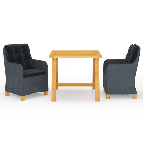 vidaXL 3-dielna záhradná jedálenská súprava tmavosivá