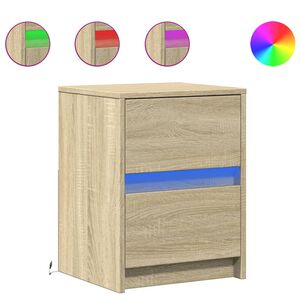 vidaXL Nočn&eacute; stol&iacute;ky s LED svetlami 2 ks dub sonoma kompozitn&eacute; drevo