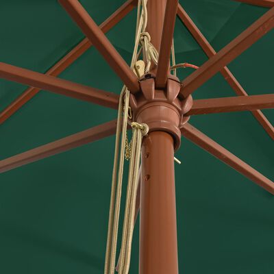 vidaXL Záhradný slnečník s drevenou tyčou zelený 400x273 cm