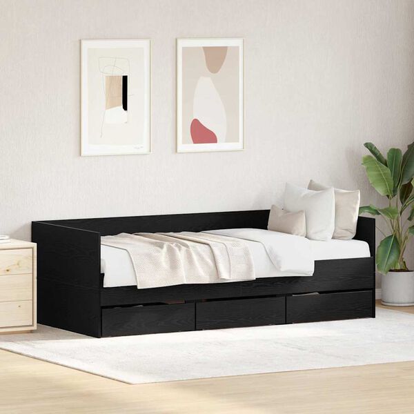 vidaXL R&aacute;m daybed s z&aacute;suvkami Čierny dub 90 x 190 cm Kompozitn&eacute; drevo