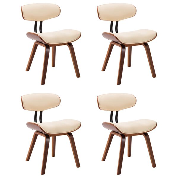 vidaXL Jed&aacute;lensk&eacute; stoličky 4 ks kr&eacute;mov&eacute; oh&yacute;ban&eacute; drevo a umel&aacute; koža