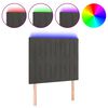 vidaXL Čelo postele s LED tmavosiv&eacute; 100x5x118/128 cm zamat