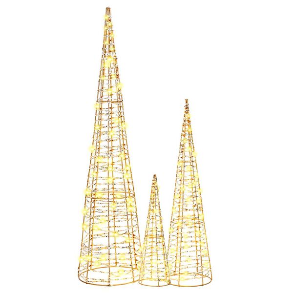 vidaXL Vianočný stromček 3 pcs Teplá biela 20 x 20 x 80 cm PET