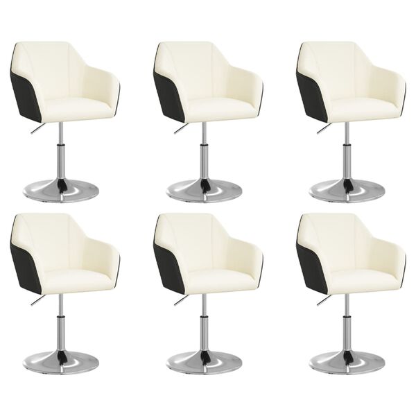 vidaXL Jed&aacute;lensk&eacute; stoličky 6 ks biele a čierne umel&aacute; koža