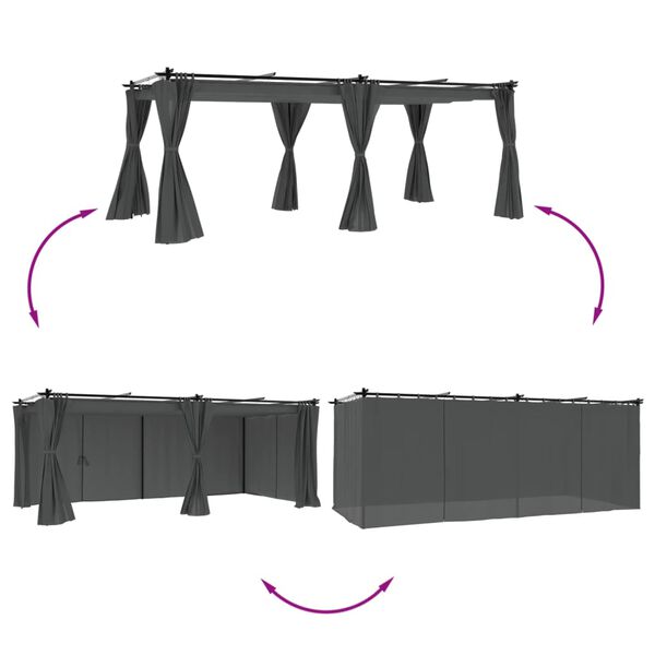 vidaXL Altánok so závesmi antracitový 6x3 m oceľ