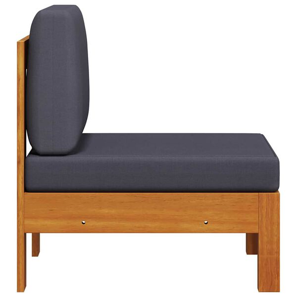 vidaXL Stredová pohovka s tmavosivými vankúšmi akáciový masív