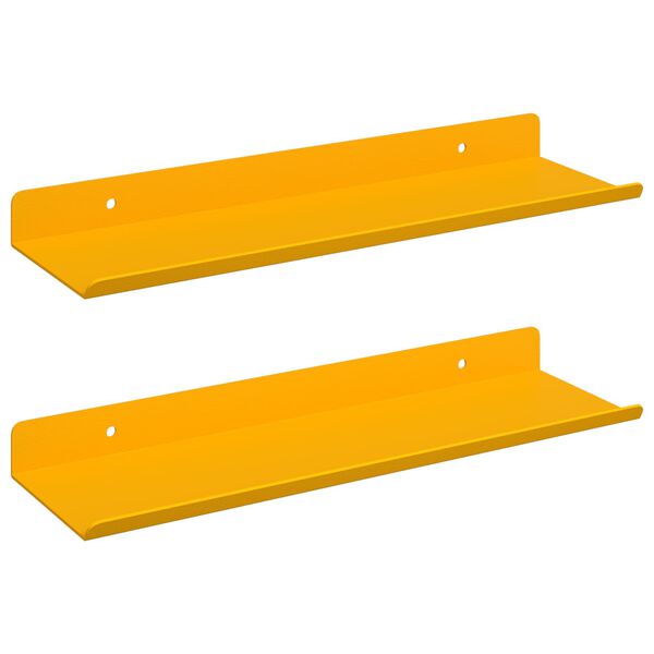 vidaXL Z&aacute;vesn&aacute; polica 2 pcs Horčicov&aacute; žlt&aacute; 30 x 9 x 2,5 cm Oceľ