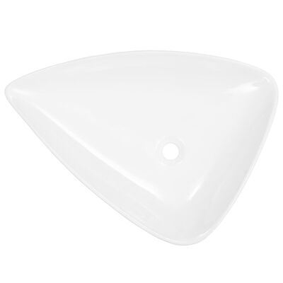 vidaXL Keramické umývadlo biele 645x455x115 mm trojuholníkové