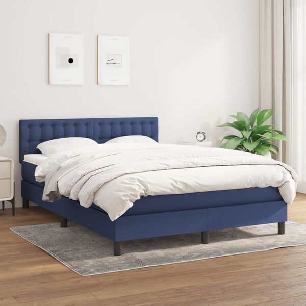 vidaXL Boxspring posteľ s matracom modr&yacute; 140x190 cm l&aacute;tka