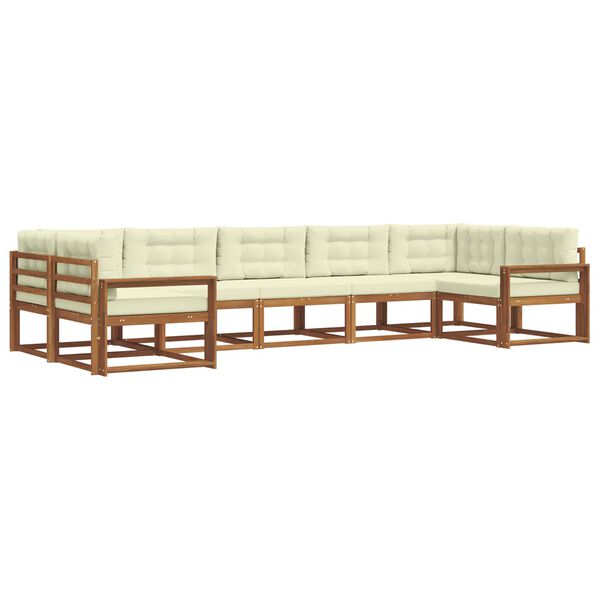 vidaXL Z&aacute;hradn&aacute; s&uacute;prava gaučov s vank&uacute;&scaron;om 7 pcs Pr&iacute;rodn&aacute; a kr&eacute;mov&aacute;