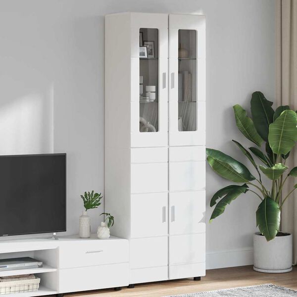 vidaXL Highboard FLORIN Biela 60 x 35 x 182 cm Kompozitn&eacute; drevo