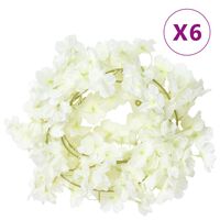 vidaXL Umelé kvetinové girlandy 6 ks biele 180 cm