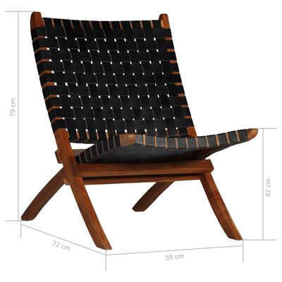 vidaXL Skladacia stolička, prepletaný dizajn, čierna, umelá koža