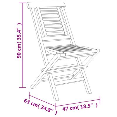 vidaXL Skladacie záhradné stoličky 2 ks 47x63x90 tíkový masív
