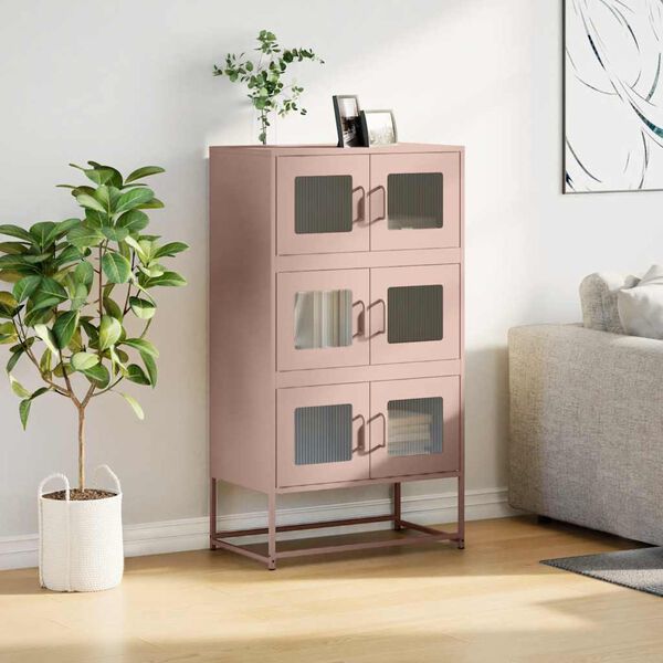 vidaXL Highboard Pink 68x39x123 cm Oceľ