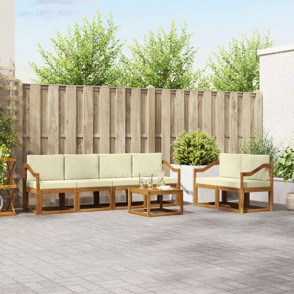 vidaXL Z&aacute;hradn&aacute; s&uacute;prava gaučov s vank&uacute;&scaron;om 7 pcs Pr&iacute;rodn&aacute; a kr&eacute;mov&aacute;