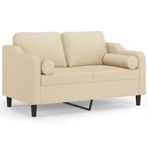 vidaXL 2-miestna pohovka s vank&uacute;&scaron;ikmi kr&eacute;mov&aacute; 120 cm l&aacute;tka