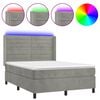 vidaXL Posteľ boxsping s matracom a LED bledosiv&aacute; 140x190 cm zamat