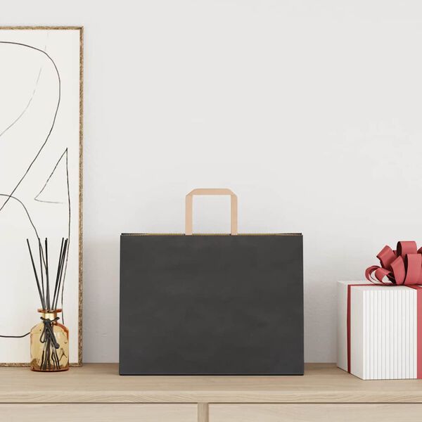 vidaXL Papierov&eacute; ta&scaron;ky 50 ks s r&uacute;čkami, čierna, 32x17x25 cm